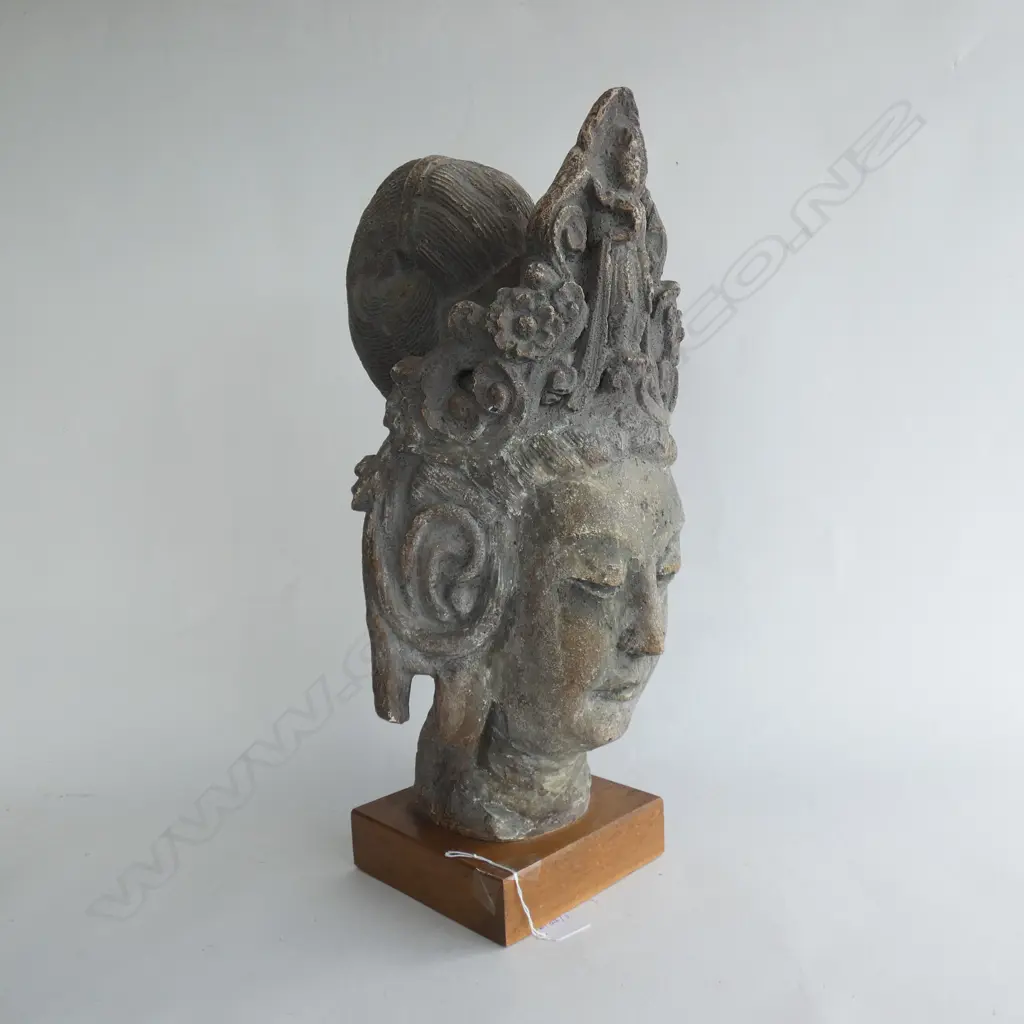 1960S GUAN YIN BUDDHA GODDESS STONE BUST H.550mm Image 1++
