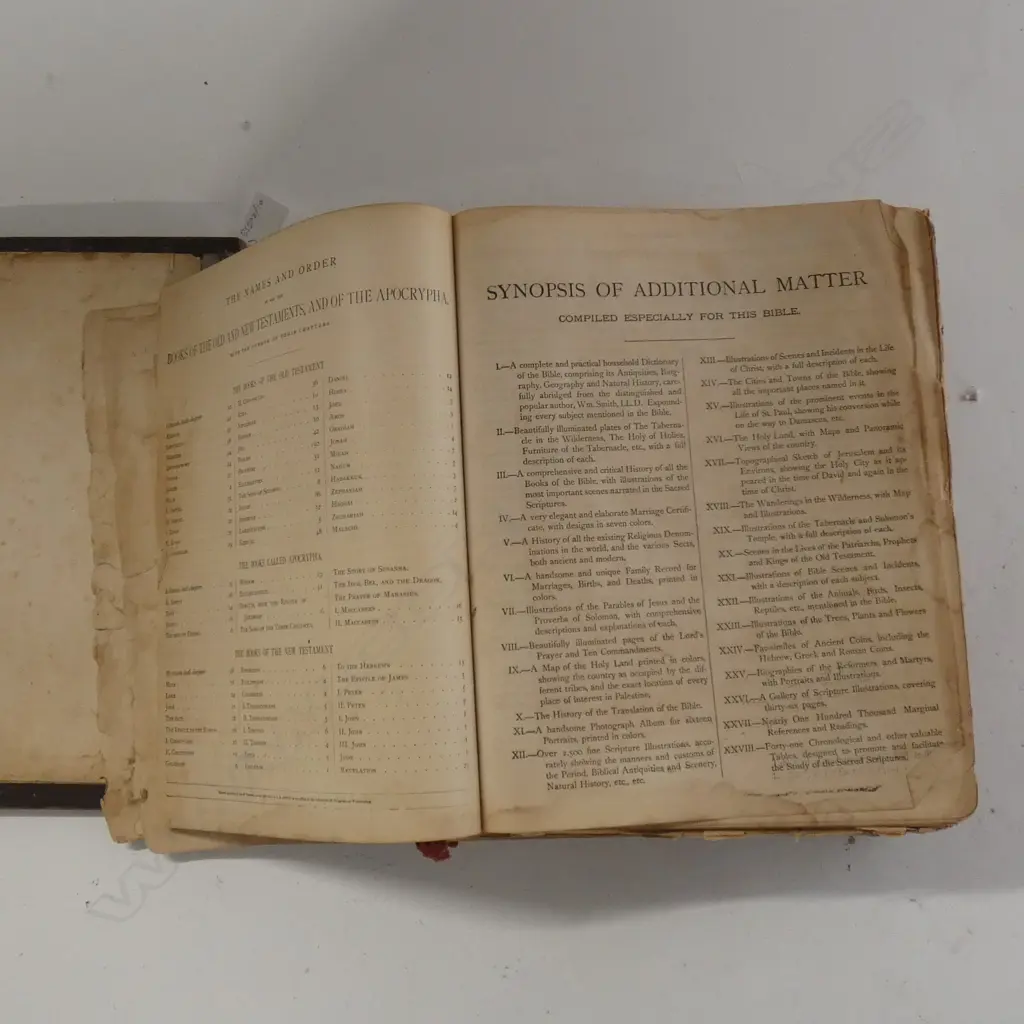 LARGE, 19thC LEATHER BOUND FAMILY BIBLE, CONSIDERABLY DISTRESSED Image 1++