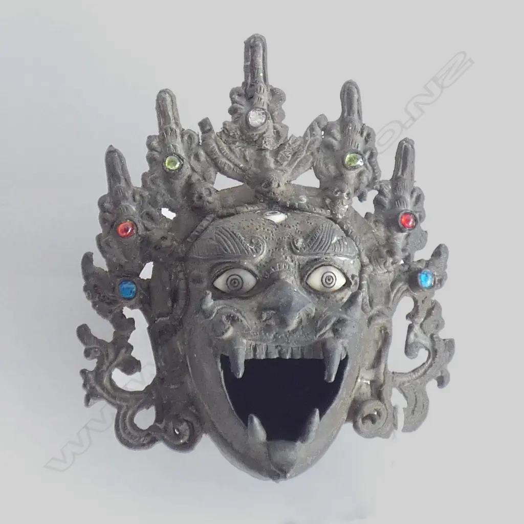 TIBETAN METAL MAHAKALA INCENSE BURNER H 155MM Image 1++
