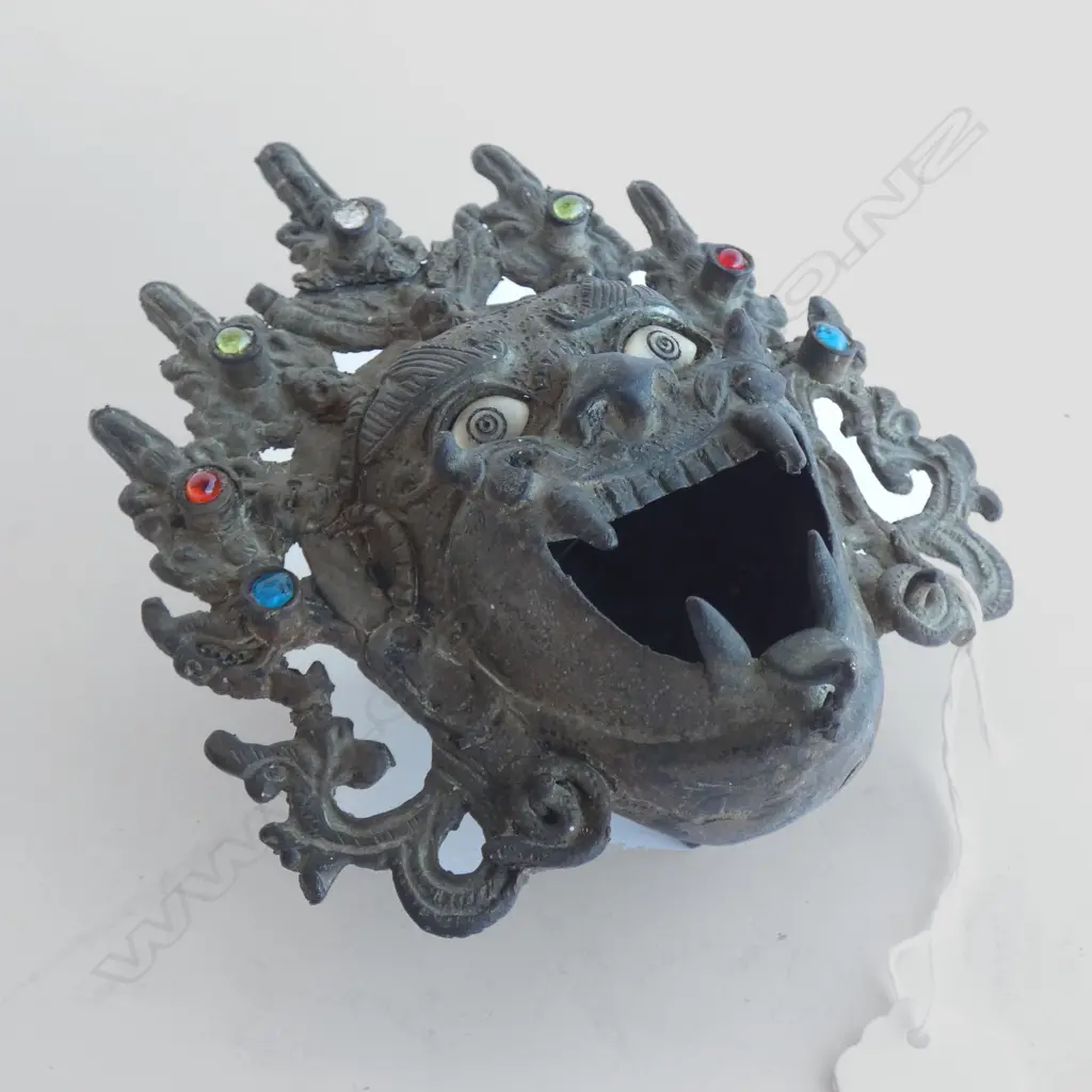 TIBETAN METAL MAHAKALA INCENSE BURNER H 155MM Image 1++