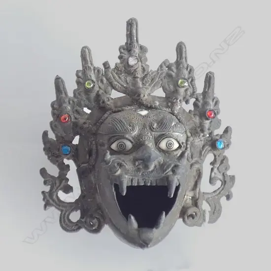TIBETAN METAL MAHAKALA INCENSE BURNER H 155MM
