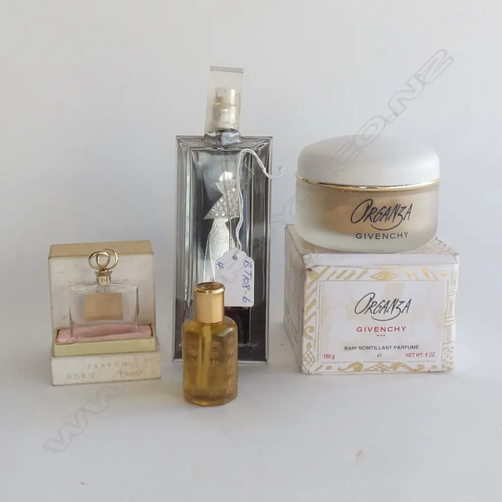 4 VINTAGE WOMEN'S COSMETICS. 3X PERFUMES + GIVENCHY ORGANZA Image 1++