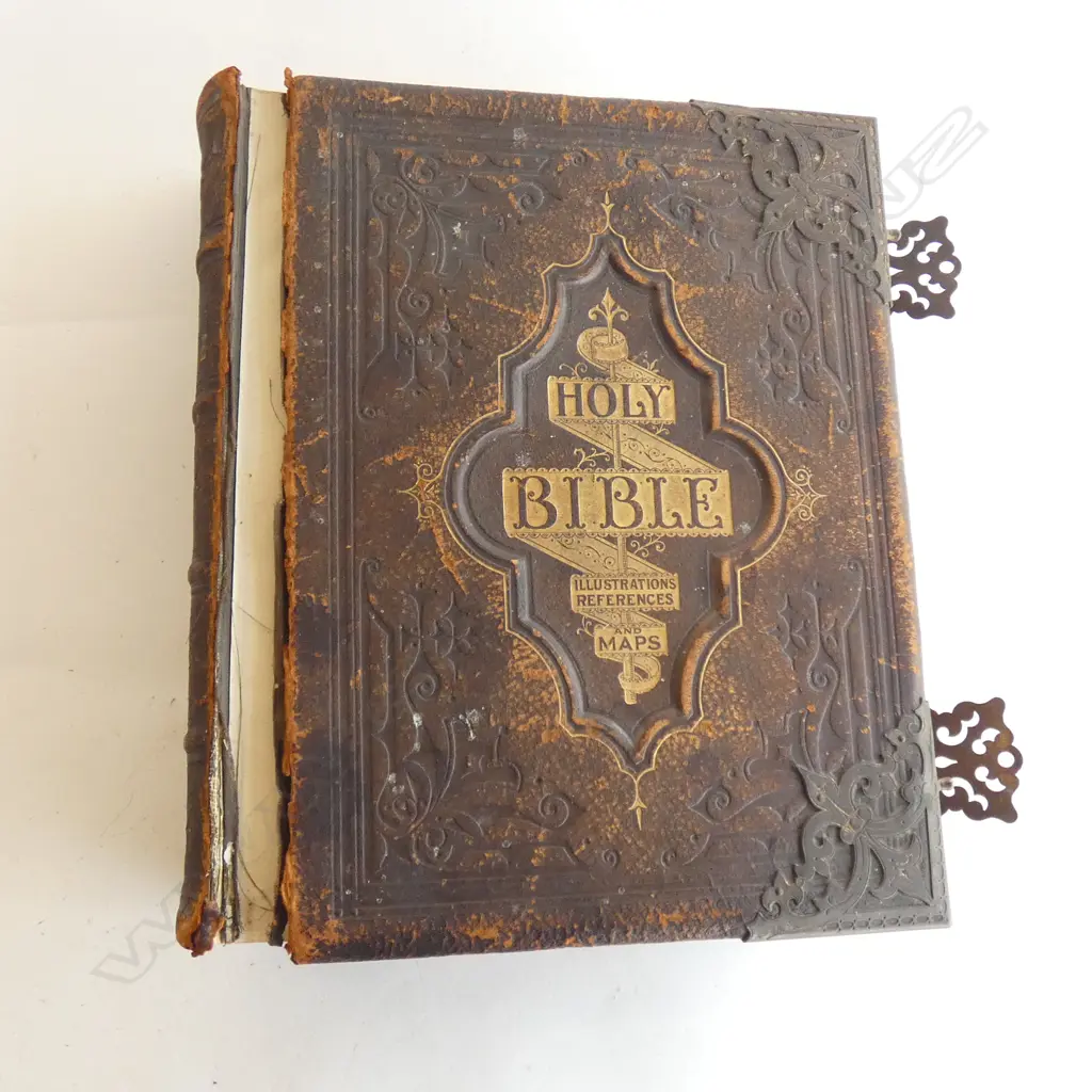 19THC FAMILY BIBLE COVER LOOSE Image 1++
