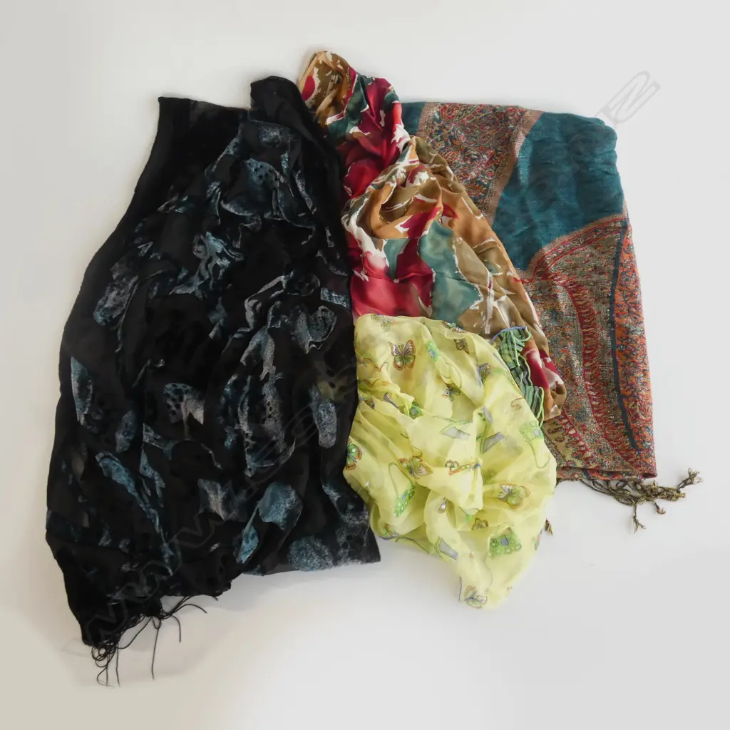 3 SILK SCARVES + A PASHMINA Image 1++
