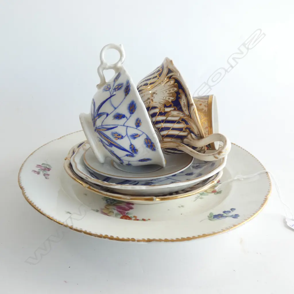 2 REGENCY PERIOD CUPS & SAUCERS & ROSENTHAL DEMI C&S & OLD COALPORT PLATE (DIA  137MM) SOME A/F Image 1++