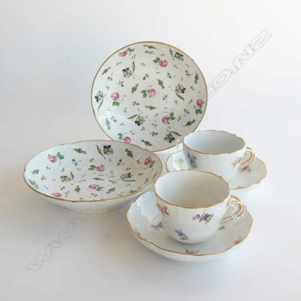 PR MEISSEN C/S + 2 18thC SAUCERS Image 1++