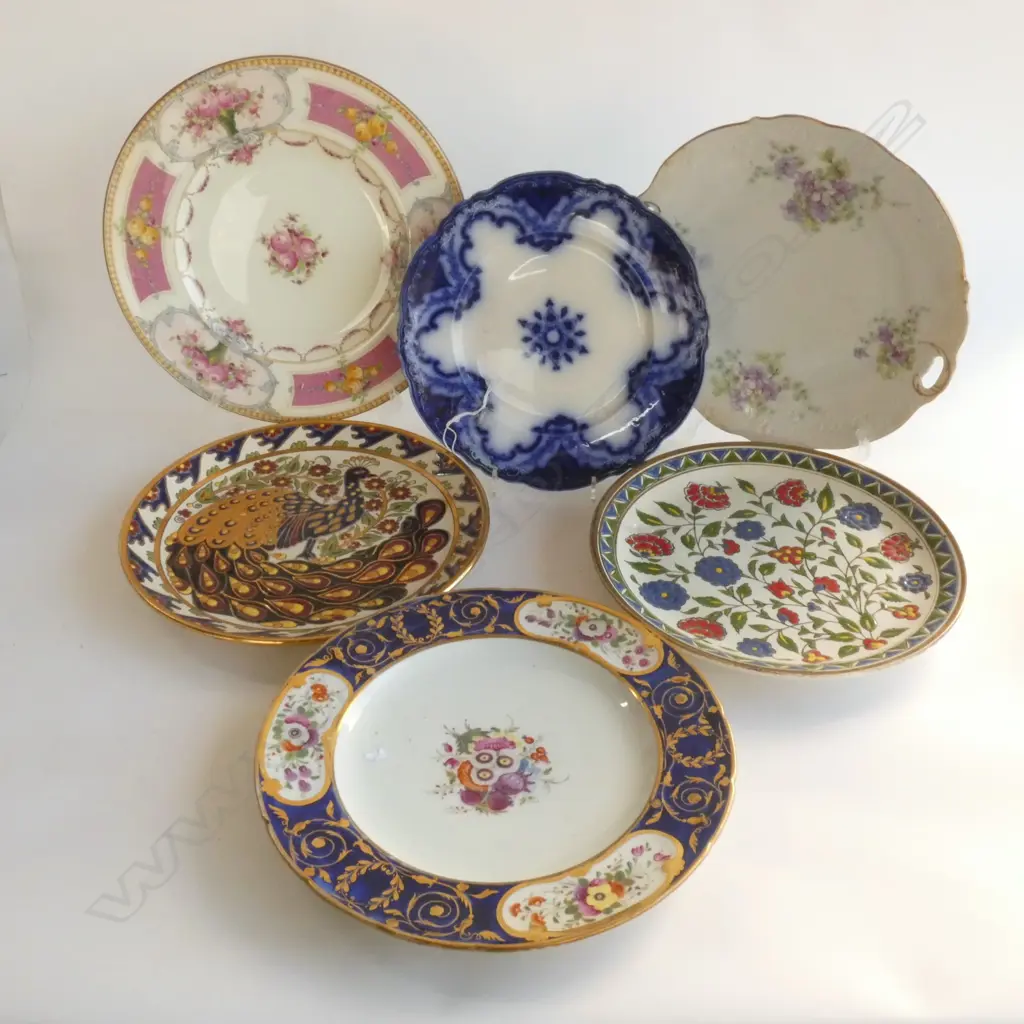 6 COLLECTABLE VINTAGE PLATES; FLOW BLUE / ROYAL WORCESTER ETC.. Image 1++