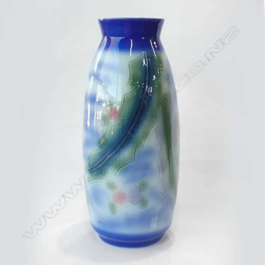 CHINESE PORCELAIN VASE; LEAVES ON BLUE GROUND H.460mm Image 1++