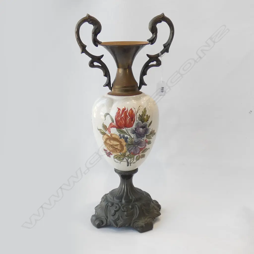 LARGE METAL & CERAMIC URN H.490mm Image 1++