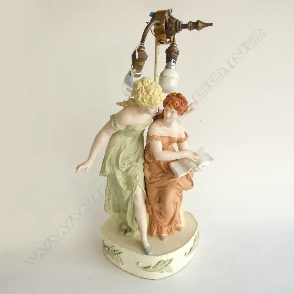 TABLE LAMP BASE -  BISQUE FIGURES OF LADIES H 610MM Image 1++