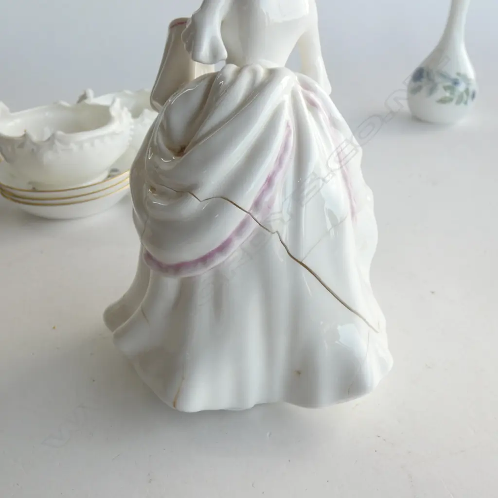 BOX LOT ASST. CHINA; WEDGWOOD, ROYAL ALBERT, FIGURE A/F Image 1++