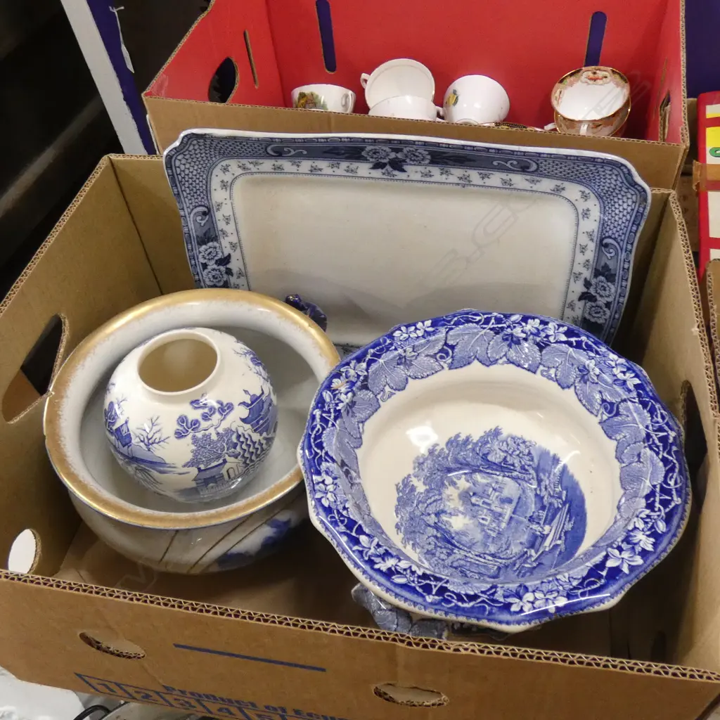 BOX BLUE & WHITE CHINA; MASONS ETC...A/F Image 1++
