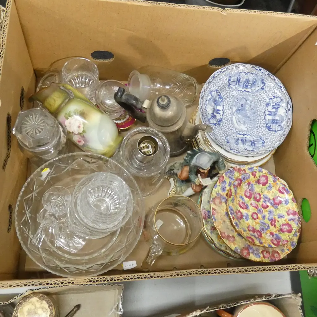 BOX LOT ASST GLASS & CHINA ETC.. Image 1++