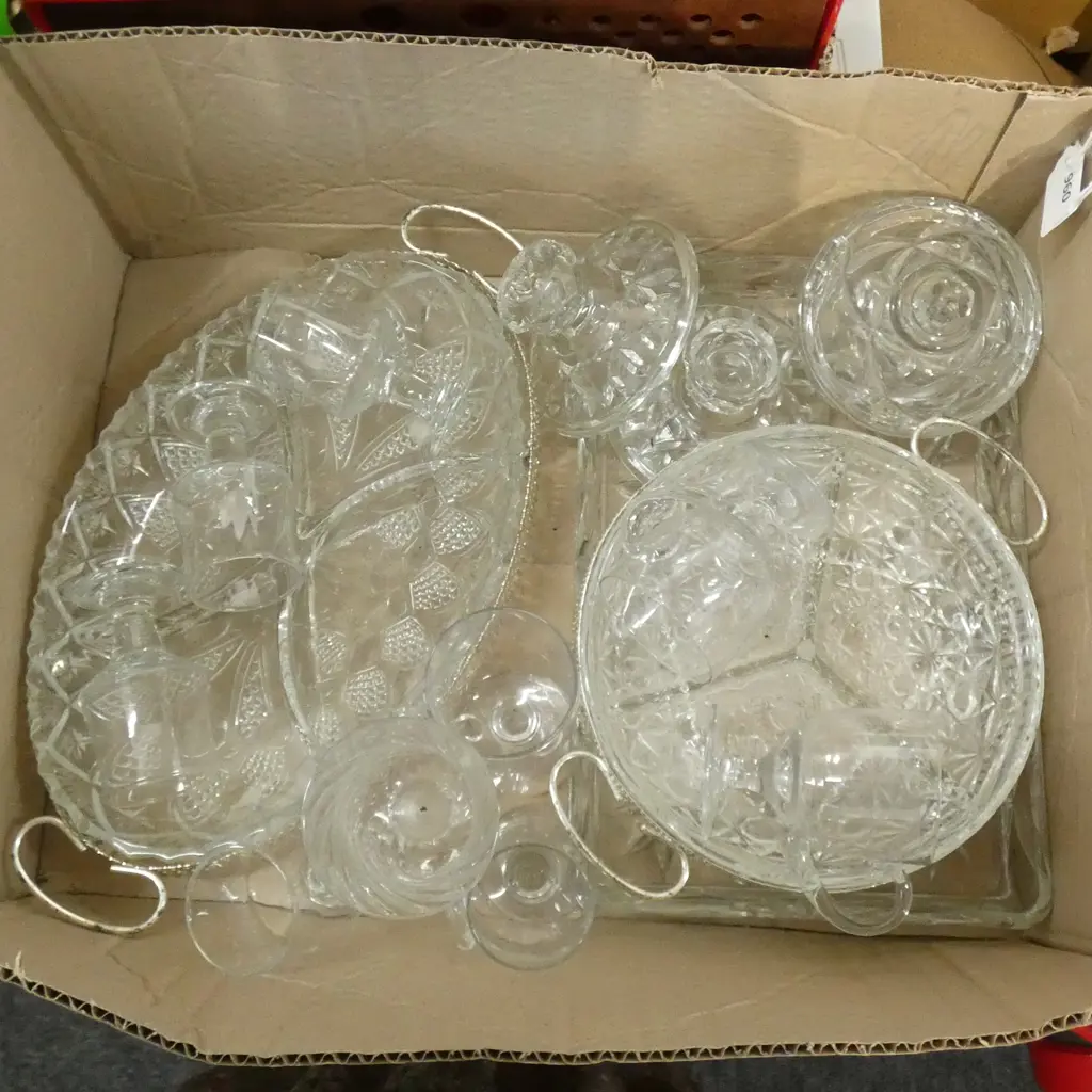 BOX ASST GLASS; DISHES WITH EP LINERS/ GLASSES ETC.. Image 1++