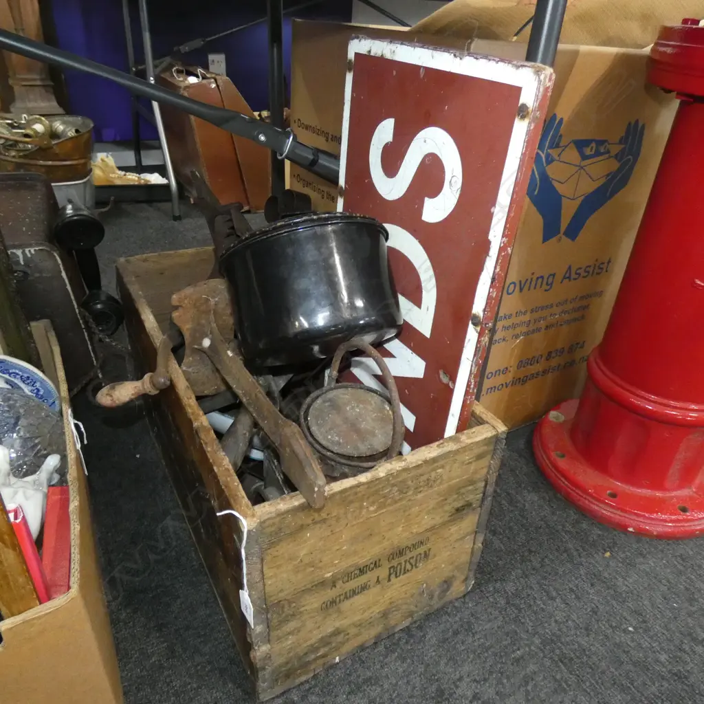 BOX LOT OLD TOOLS ETC Image 1++