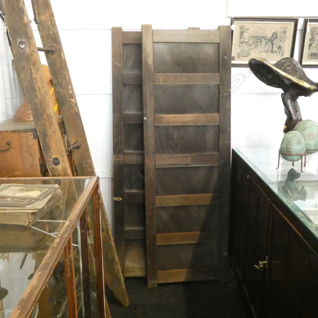 PR 19TH C TEMPLE DOORS CYPRESS AND KEYAKI H1772 W600 X 2 =1200 Image 1++