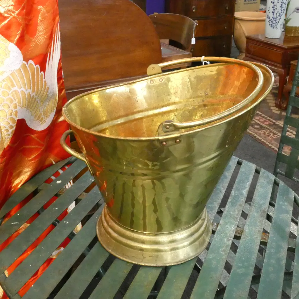 GOLD METAL COAL SCUTTLE  Image 1++