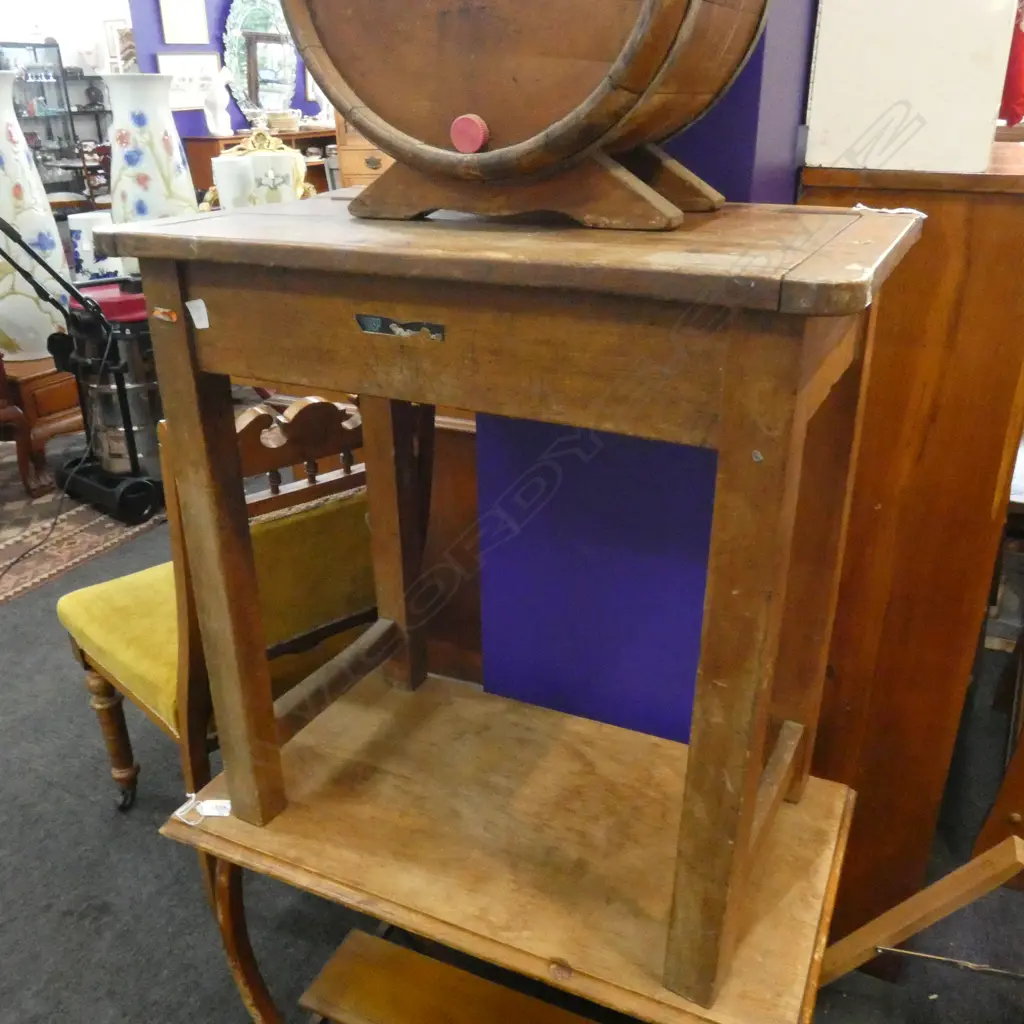 VINTAGE WOODEN SCHOOL DESK AF... Image 1++