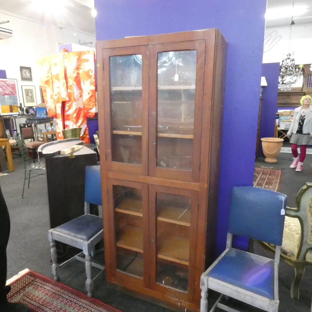GLAZED MAHOGANY 4 DOOR CABINET 775x320x1830mm Image 1++