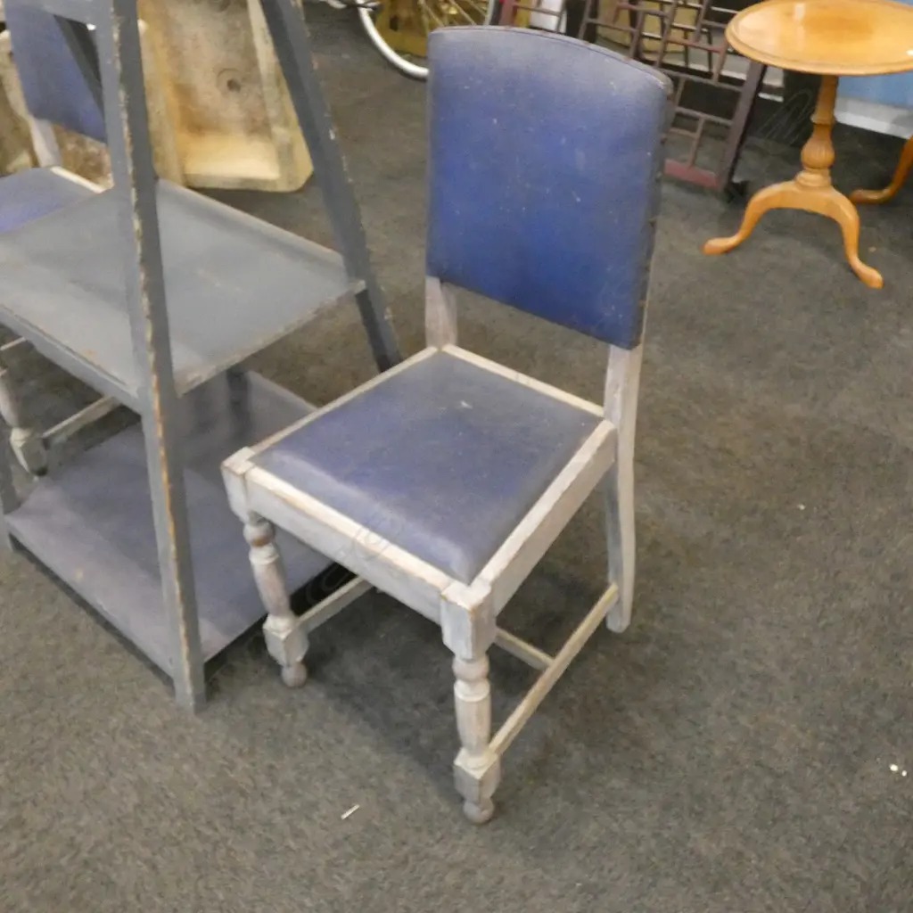 2 OAK & VINYL 20S DINING CHAIRS Image 1++