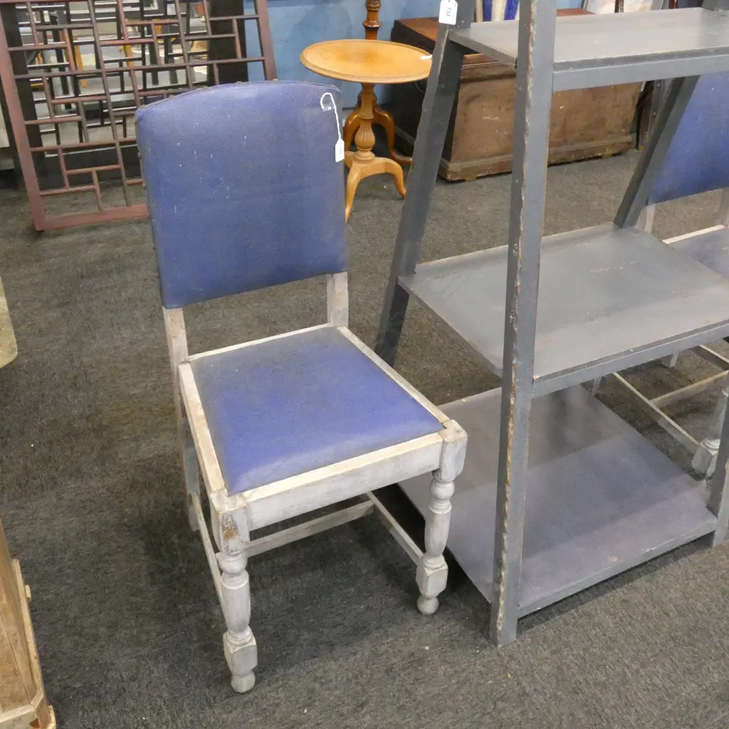2 OAK & VINYL 20S DINING CHAIRS Image 1++