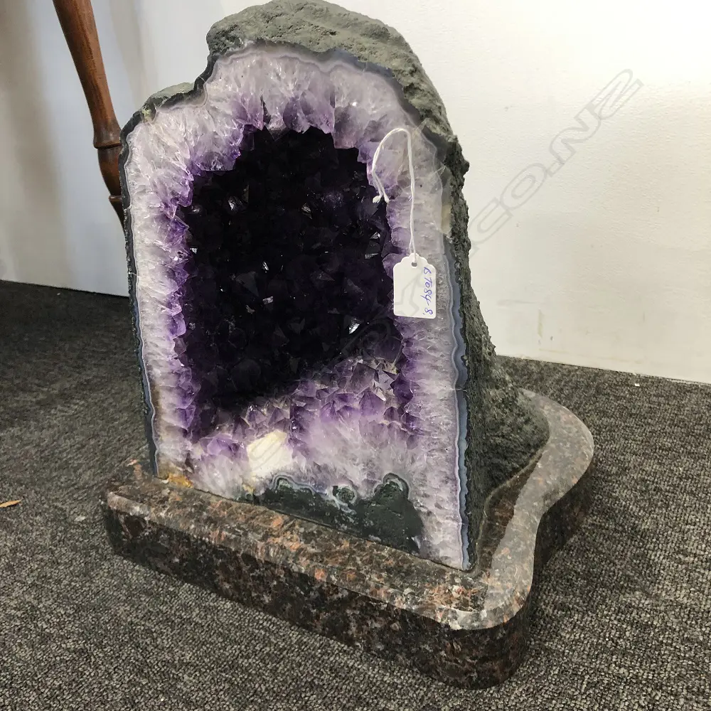 AMETHYST GEODE ON SUBSTANTIAL MARBLE STAND H.390mm Image 1++