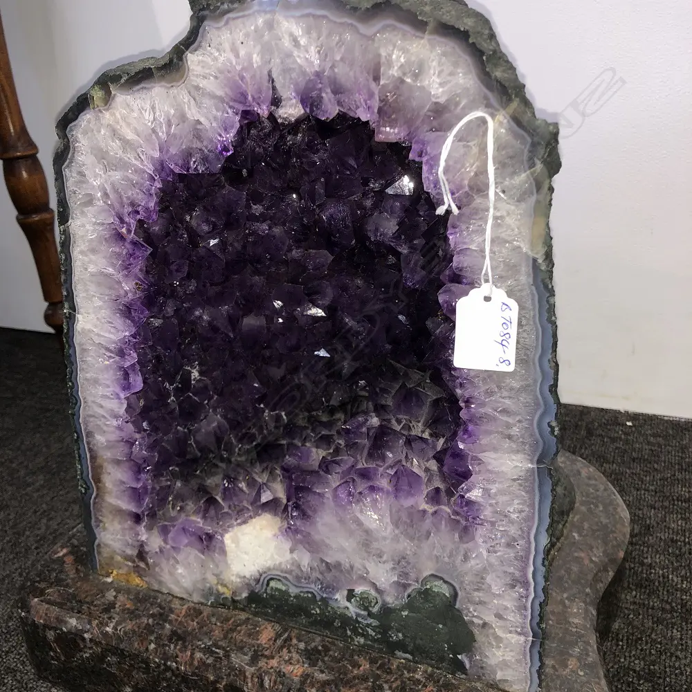 AMETHYST GEODE ON SUBSTANTIAL MARBLE STAND H.390mm Image 1++
