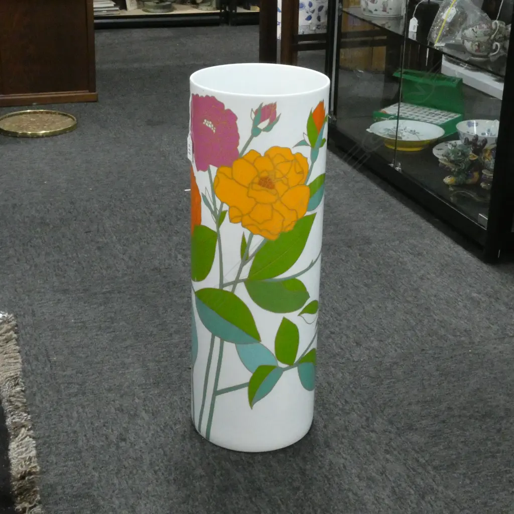 LG ROSENTHAL STUDIO LINE ENAMEL PAINTED FLORAL UMBRELLA STAND + BASE H.560mm 200mm dia Image 1++