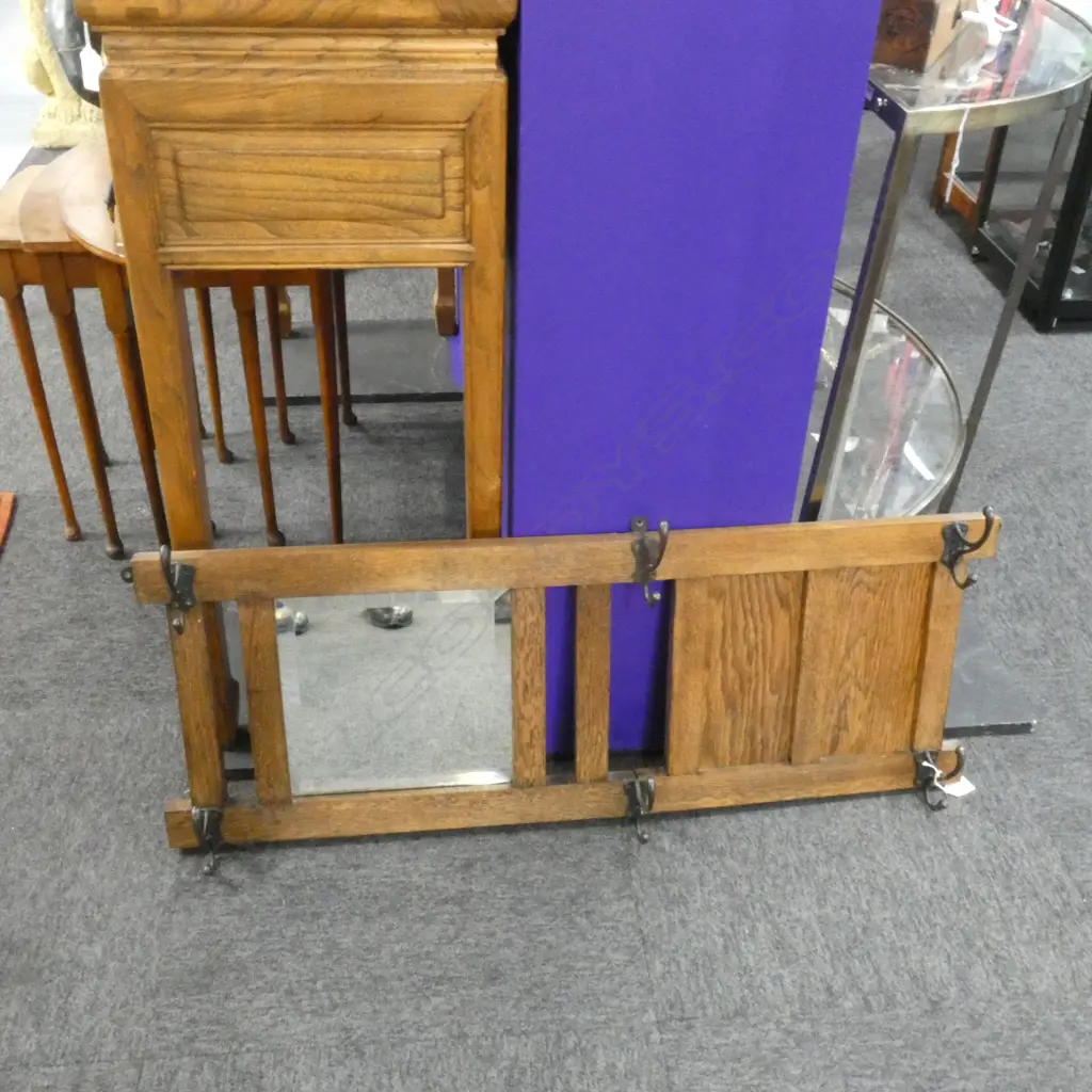 OAK ARTS & CRAFTS HALL MIRROR 930x350mm Image 1++