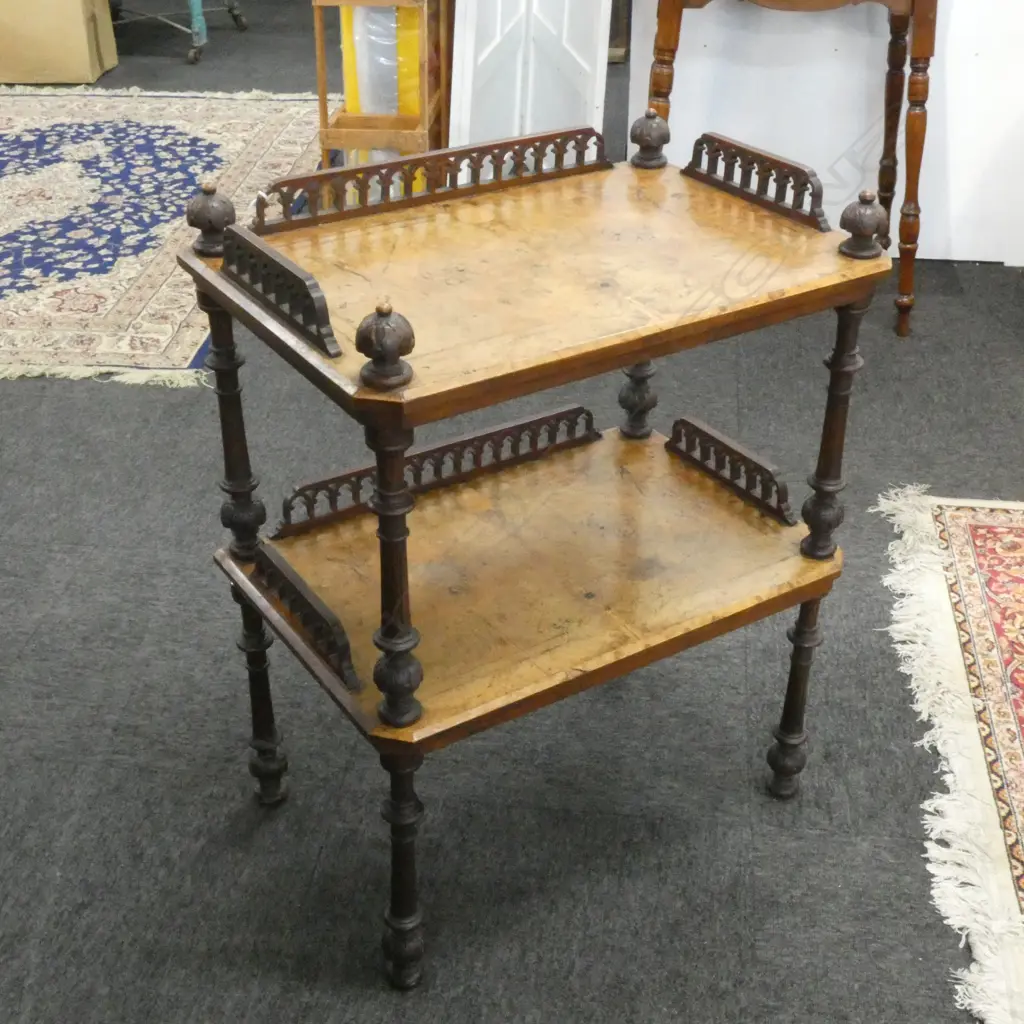 ANTIQUE WALNUT 2 SHELF WHAT NOT STAND 600 X 400MM Image 1++