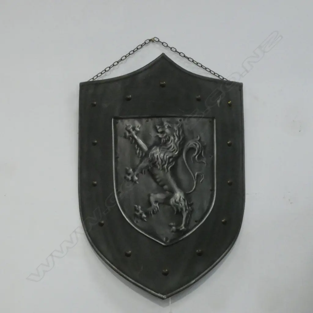 A ‘LION RAMPANT’ CURVED IRON SHIELD H628 W450mm    Image 1++