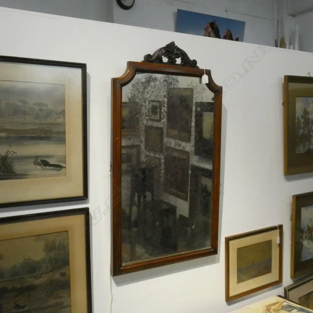 LG WOOD FRAMED MIRROR CARVED TO TOP (900 X 520MM)... Image 1++