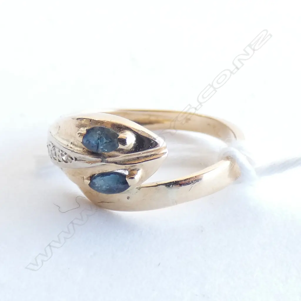 18CT SAPPHIRE & DIAMOND SNAKE RING Image 1++