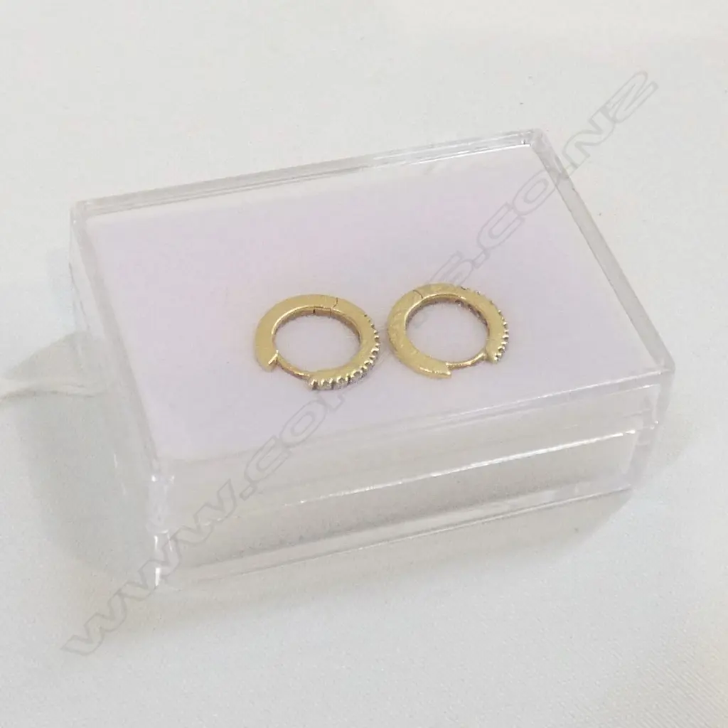 PR 18CT DIAMOND LOOP EARRINGS 2.8GMS STAMPED 750  Image 1++