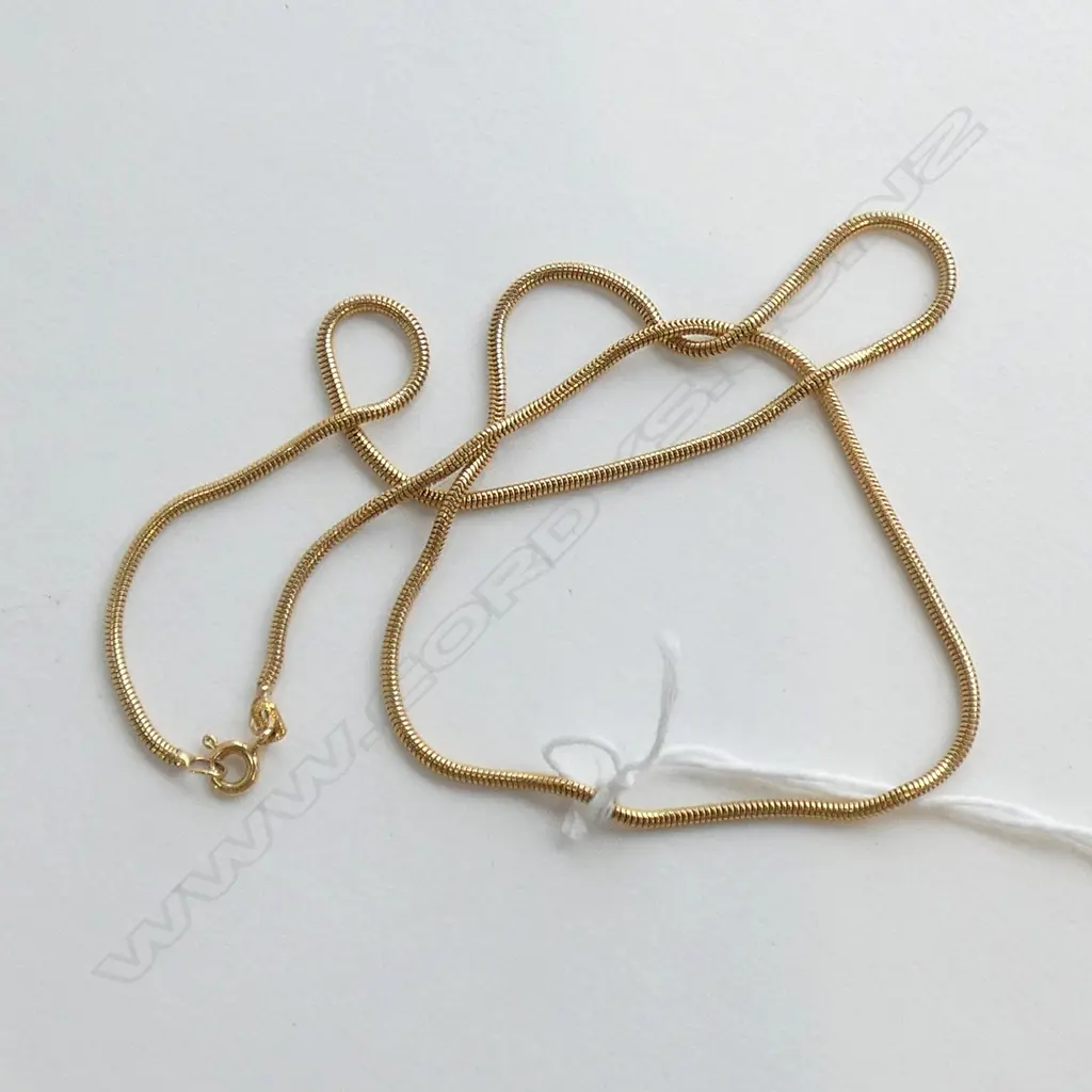 18CT GOLD NECK CHAIN SNAKE LINK L.440mm 9.2GMS Image 1++