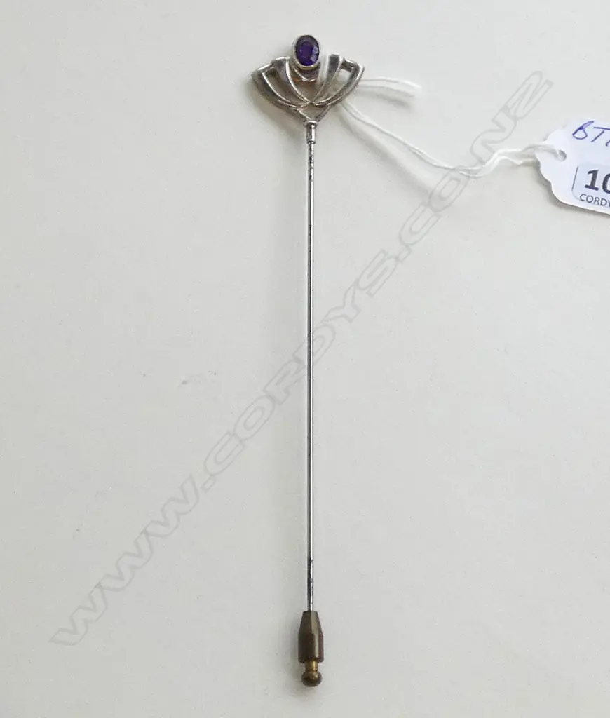 EDW SILVER & AMETHYST ART NOUVEAU HAT PIN  Image 1++