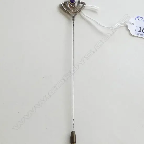 EDW SILVER & AMETHYST ART NOUVEAU HAT PIN 