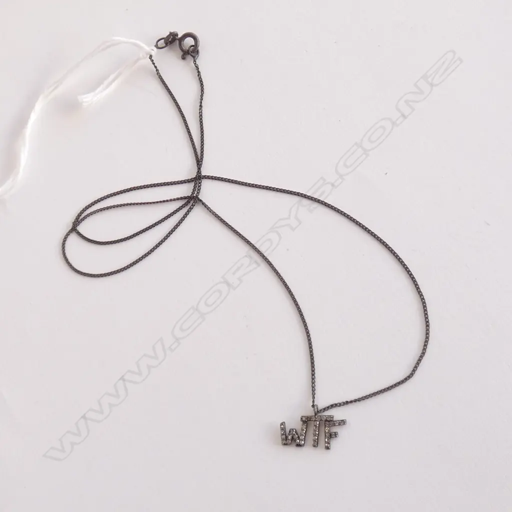 BLACK SILVER & DIAM W.T.F. PENDANT Image 1++