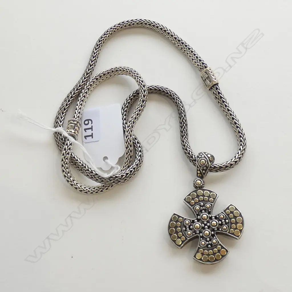 925 SILVER PENDANT ON CHAIN & BRACELET 14K HIGHLIGHTS 105gms Image 1++