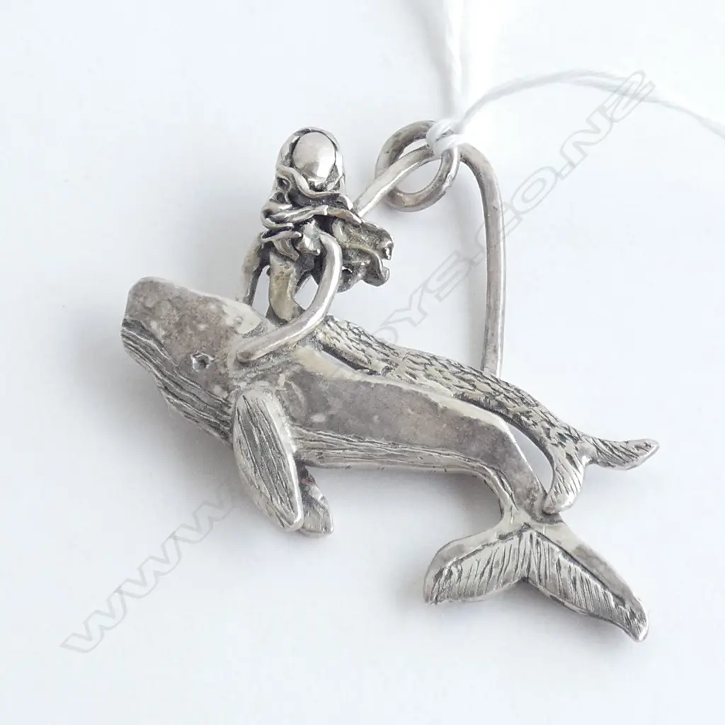 Hand made Whale Rider sterling charm/pendant by Robin Wade Image 1++