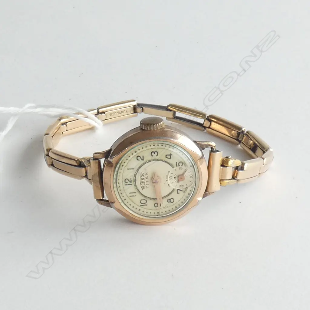 TITAN LADIES GOLD FILLED WATCH WITH 14CT GOLD FILLED GOLD STRETCH BAND Image 1++