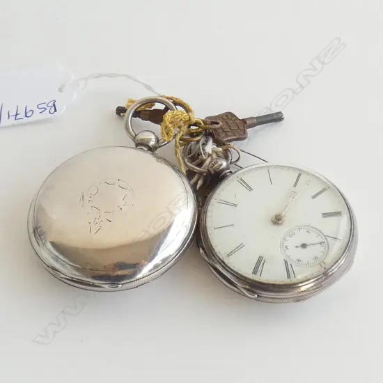 2 STG SILVER POCKETWATCHES; B'HAM 1884 & NATHANIEL PRICE WOLVERHAMPTON 