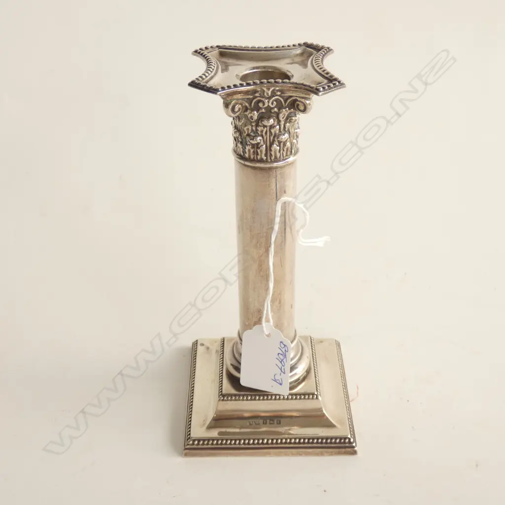 EDW. SILVER CORINTHIAN COLUMN CANDLESTICK BIRM.1909 Image 1++