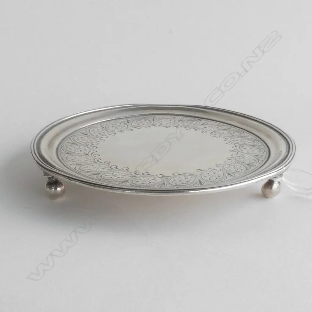 SM STG SILVER WAITER TRAY DIA  125MM LONDON C1800 SOLOMON HOUGHAM 120GMS Image 1++