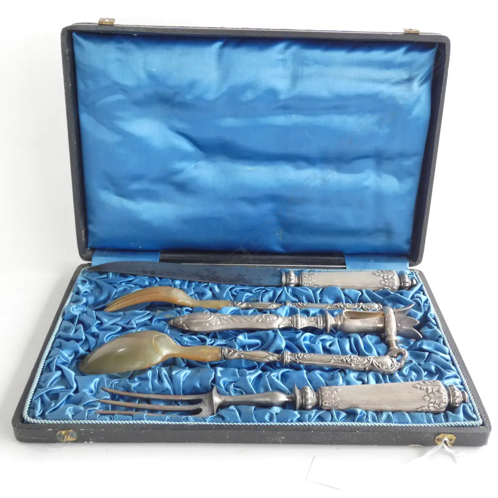 CASED FRENCH 950 SILVER VINTAGE 5 PCE CARVING SET Image 1++