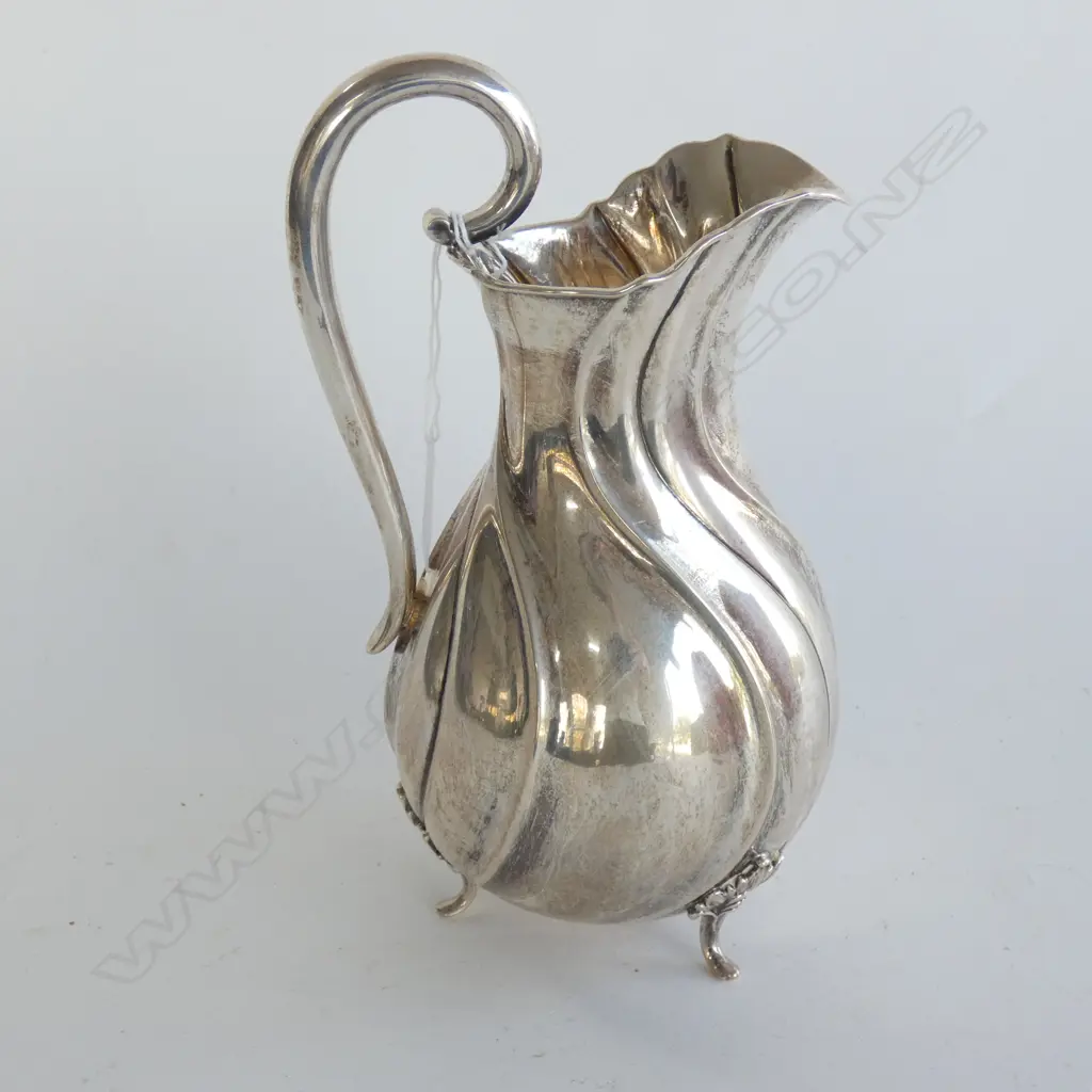 DANISH 1892 MICHELSEN SILVER TALL JUG WRYTHEN 470gms. Image 1++