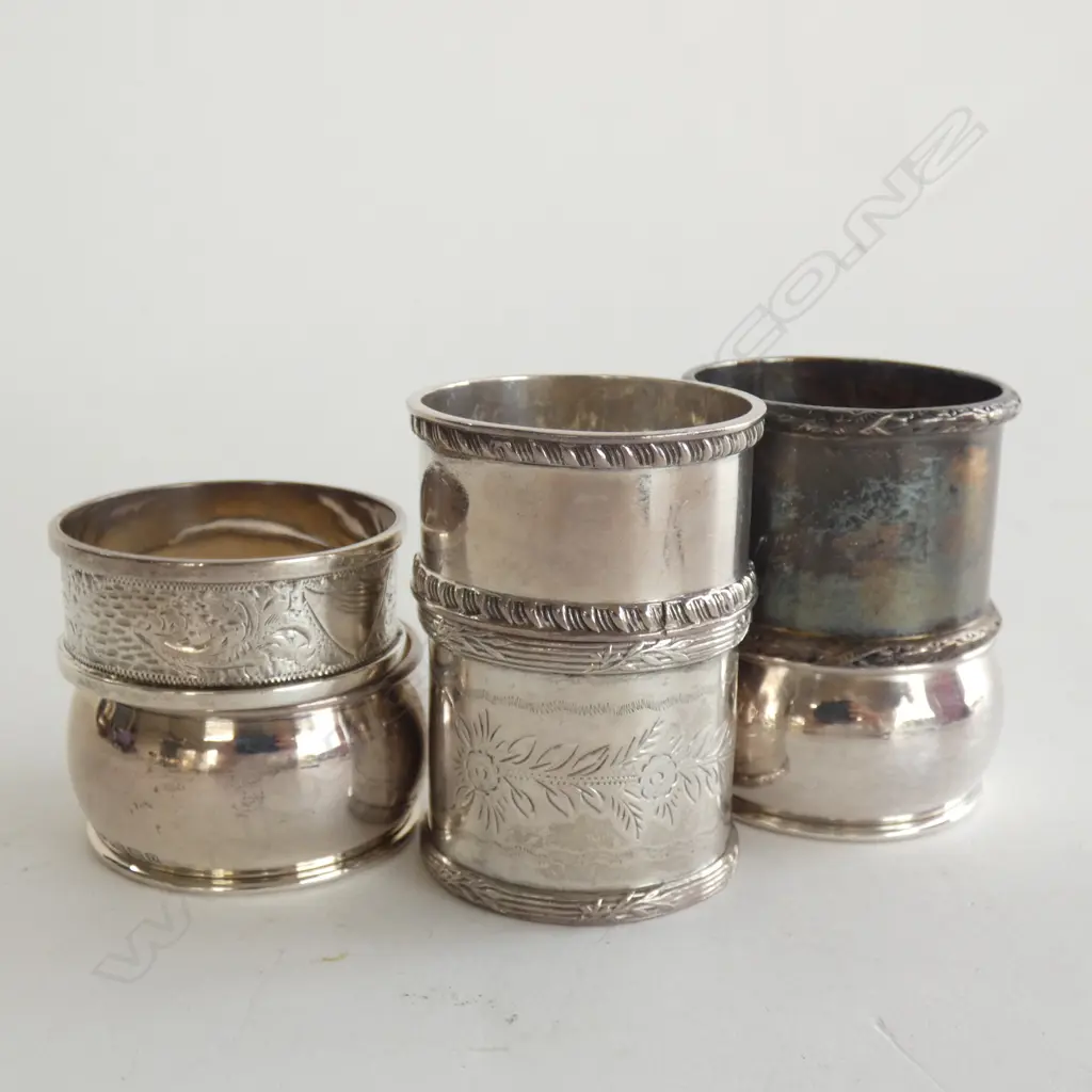 6 SILVER NAPKIN RINGS. ENGLISH HALLMARKS. 168gms Image 1++