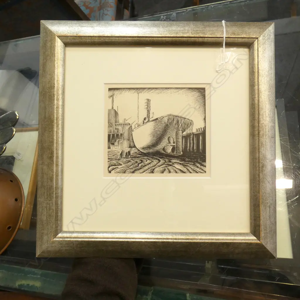 S. B. MACLENNAN - WOODCUT - LIMEHOUSE H. 130 X W. 145MM Image 1++