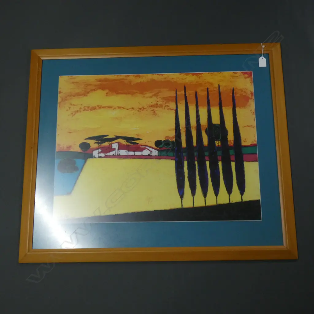 REPRODUCTION PRINT ROGER BONAFE PAYSAGE DU CIEL ORANGE 650X 500MM Image 1++