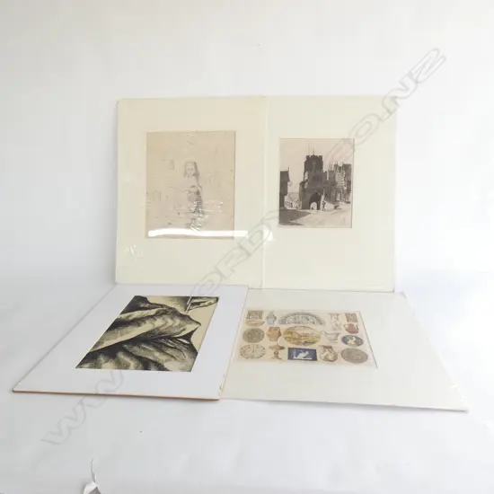 4 ARTWORKS, MOUNTED 